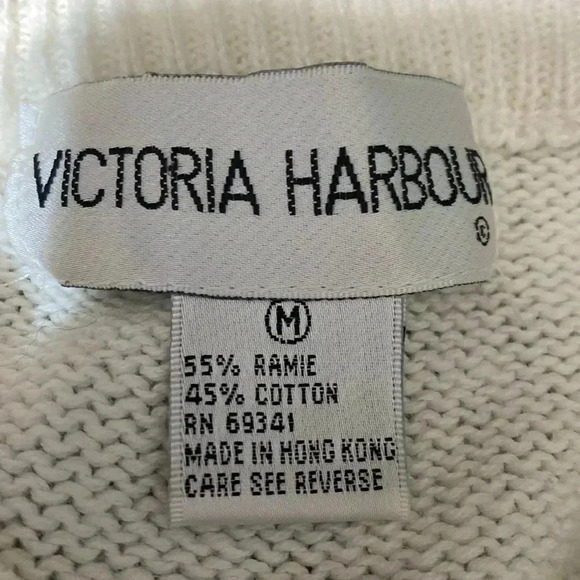 Victoria Harbour cream sequin & pearls cotton knit sweater size Medium - Picture 11 of 12